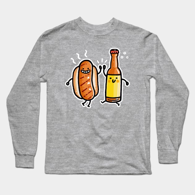 Brat and Beer Long Sleeve T-Shirt by Walmazan